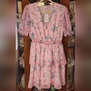 NWT Boutique Pink Floral Dress Size L